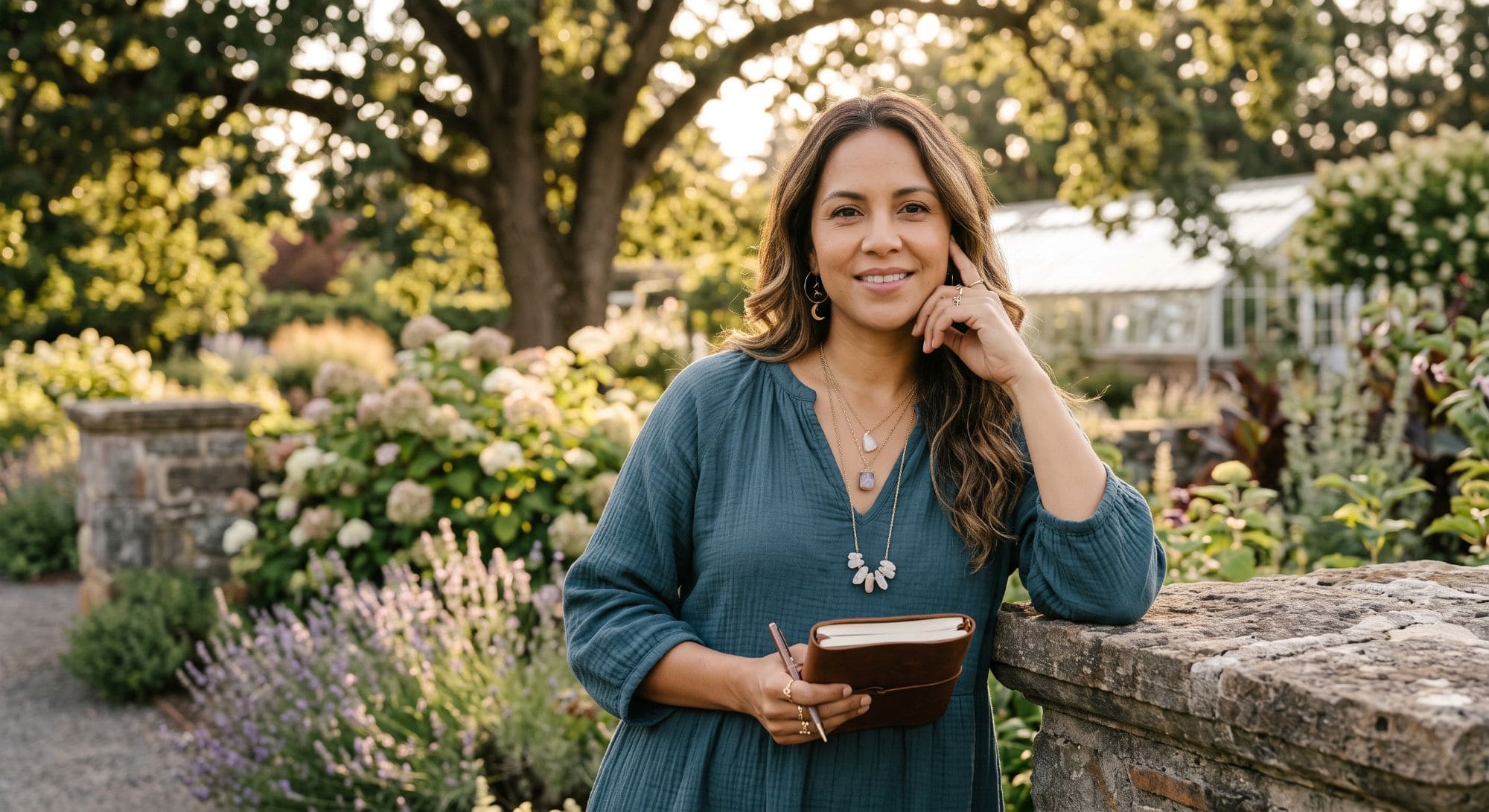 Isla Hart in a garden